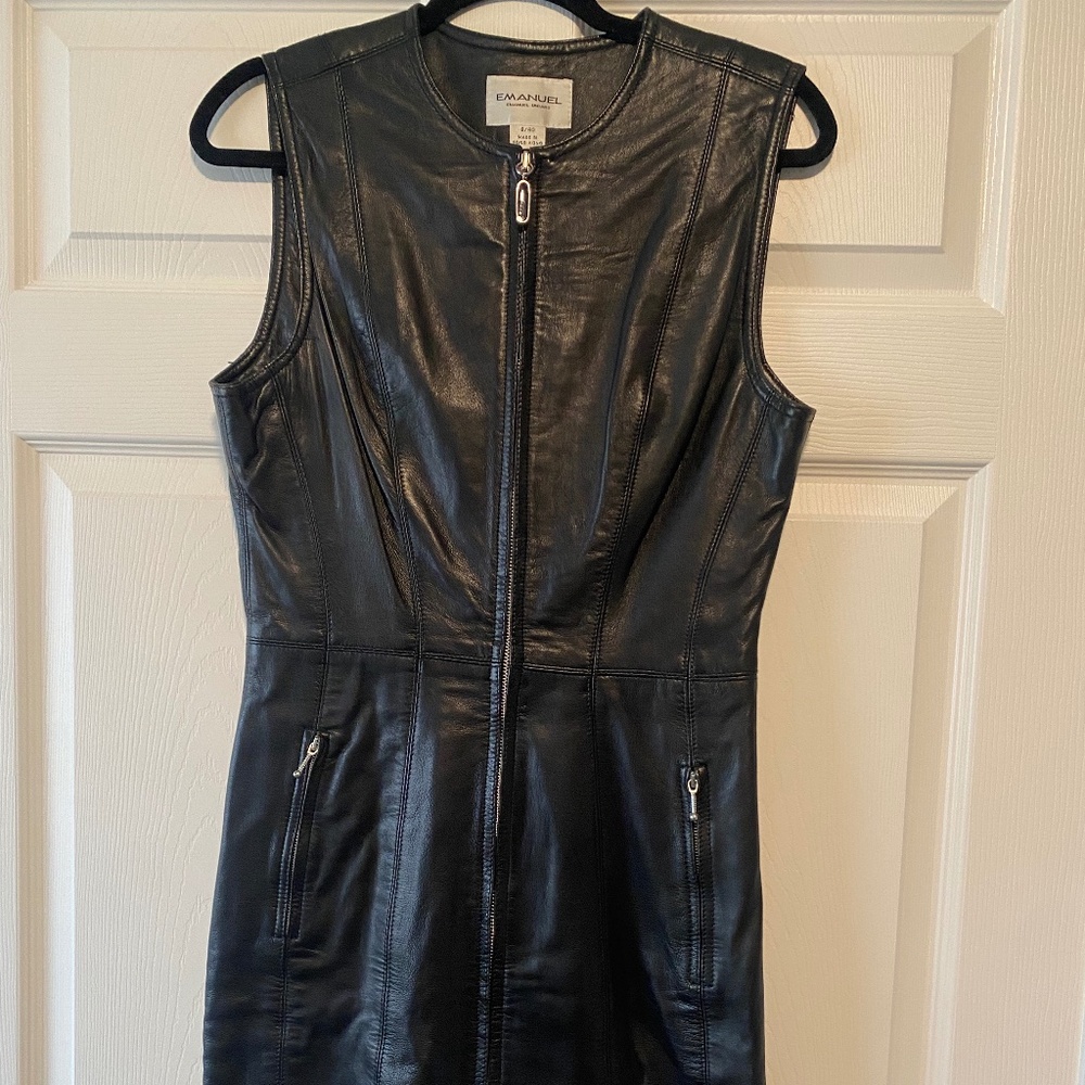 Emanuel Ungaro Black Leather Dress
